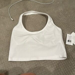 NWT beyond yoga halter sports bra white small